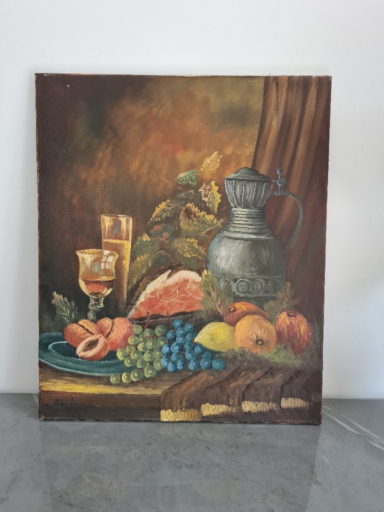 zeer mooi schilderij op doek - stilleven, Antiek en Kunst, Kunst | Schilderijen | Klassiek, Ophalen of Verzenden