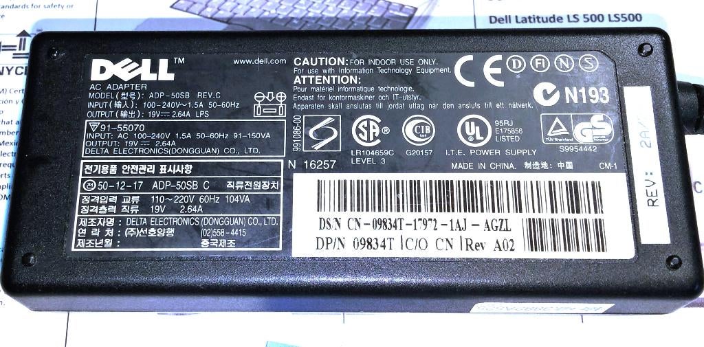 Dell 09834T ADP-50SB 4329U 19V 2.64A 50W Adapter oplader, Ophalen of Verzenden, Zo goed als nieuw, Dell