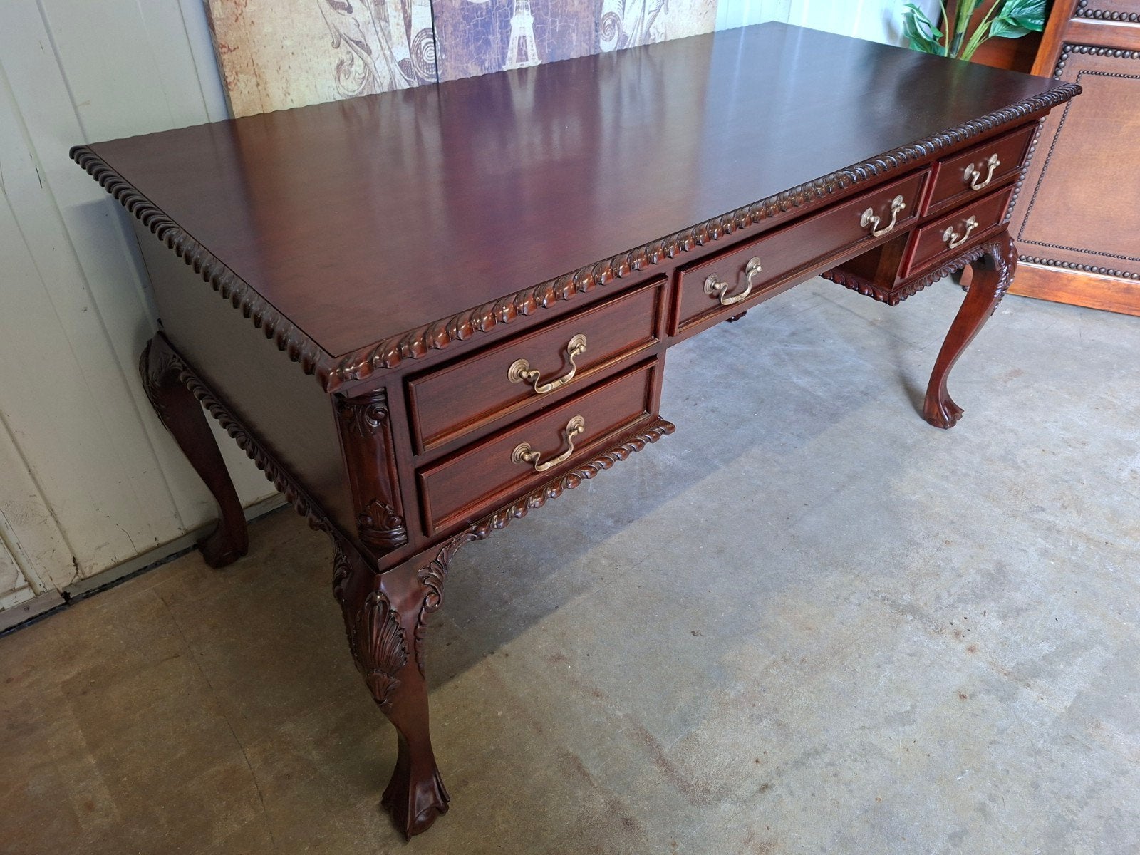 Klassiek mahoniehouten bureau, schrijftafel, desk,, Ophalen of Verzenden