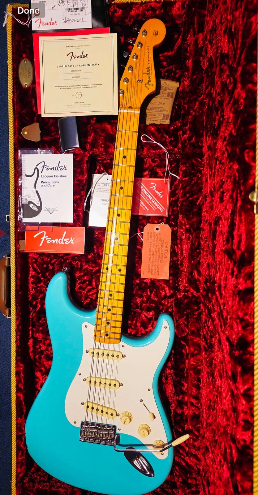Fender stratocaster american vintage 2 USA 2017 sea foam, Ophalen of Verzenden, Zo goed als nieuw, Solid body, Fender