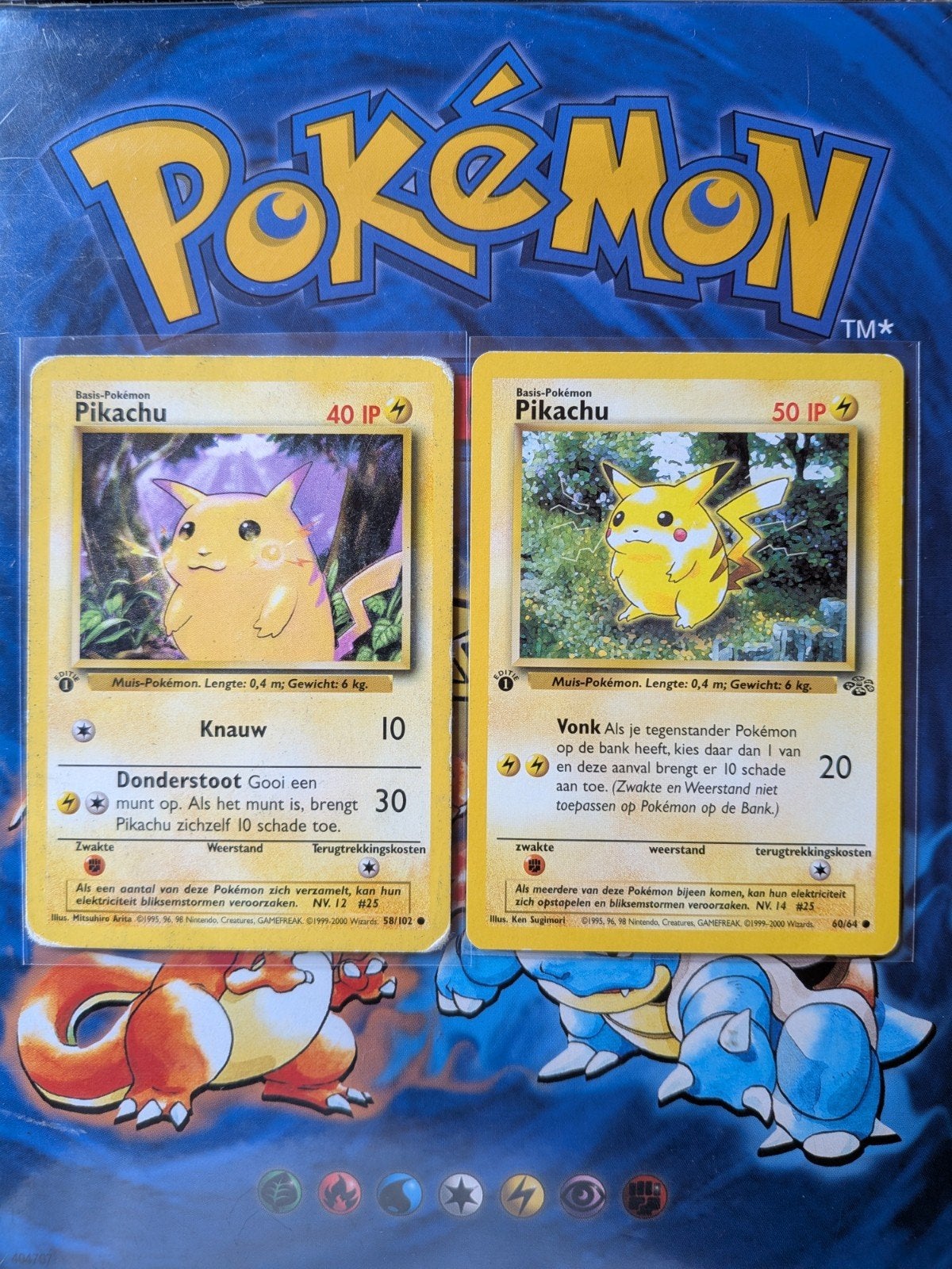Pikachu 1st Edition Base Set & Jungle Set Pokémon Kaarten, Ophalen of Verzenden, Gebruikt, Meerdere kaarten