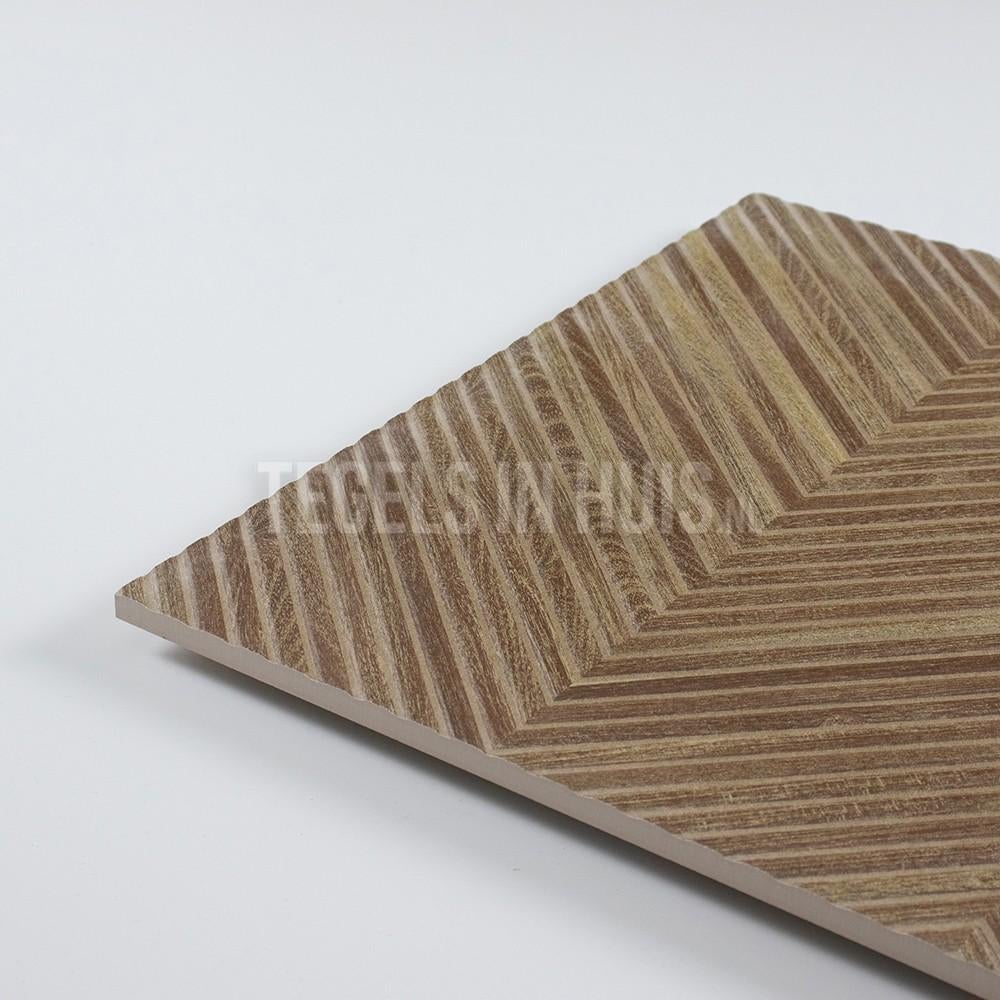 Wandtegel houtlook Zig ipe wood 3090 gerectificeerd 40x120 c, Ophalen, 75 m² of meer, Bruin, Houtlook