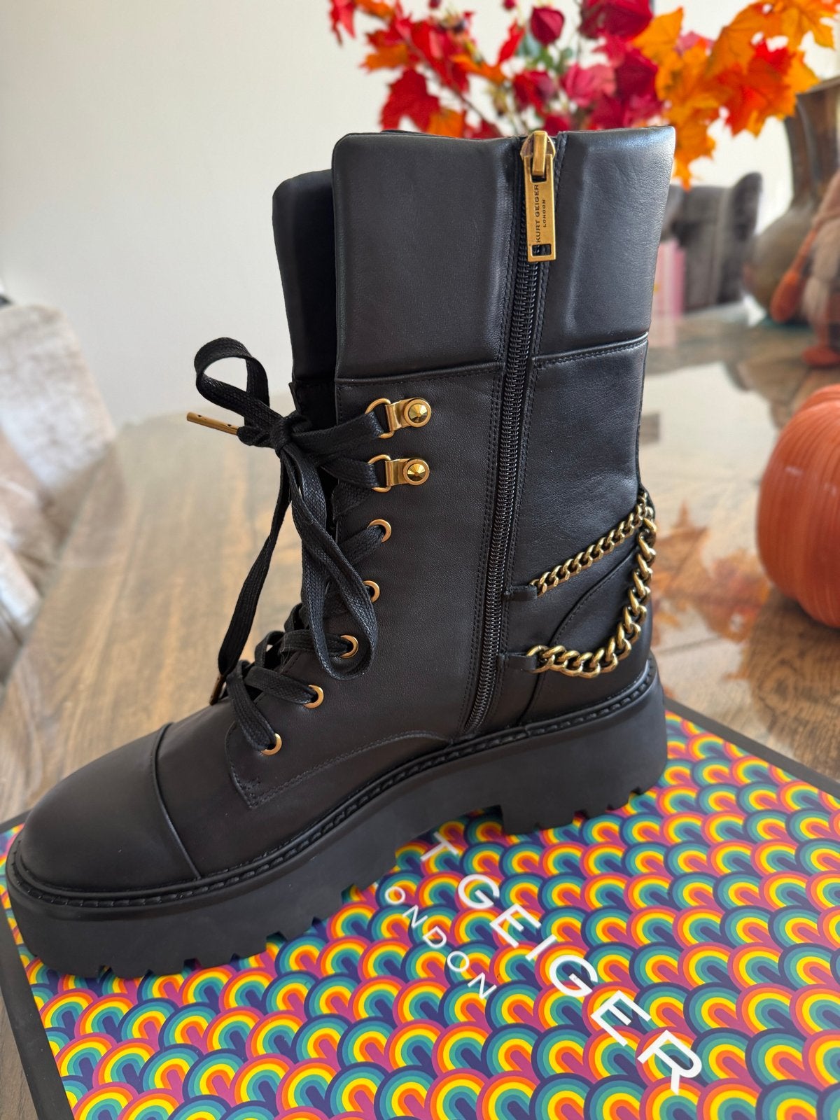 Kurt Geiger London Biker Boots met Ketting - Nieuw, Kleding | Dames, Verzenden, Zwart, Lage of Enkellaarzen, Nieuw