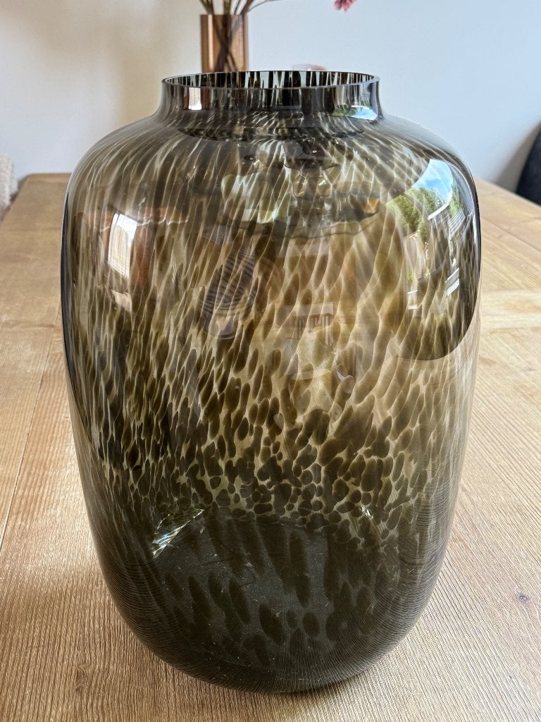 Vaas met panter print, Ophalen, Gebruikt, Zwart, 35 cm