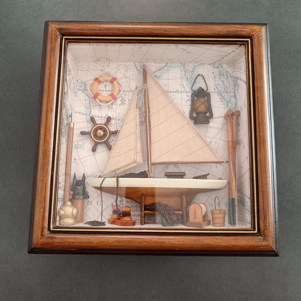 Zeilboot diorama., Antiek en Kunst, Ophalen of Verzenden