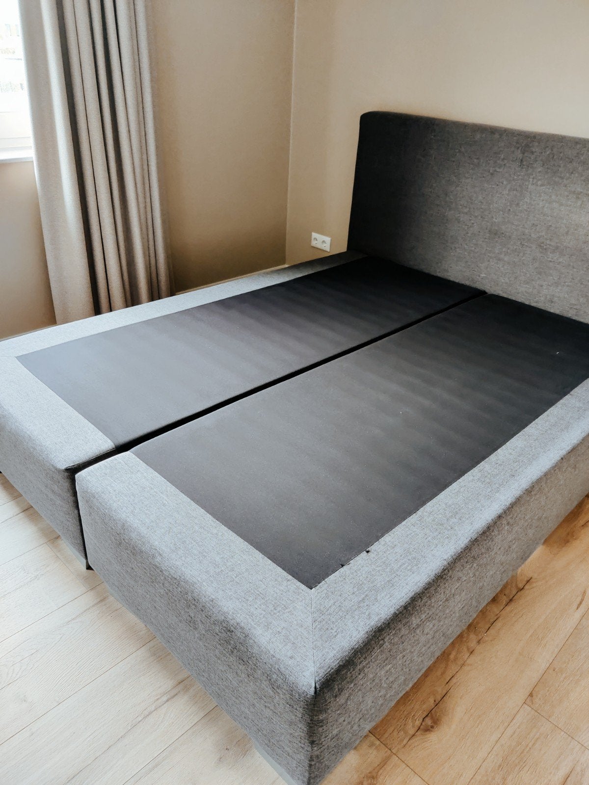 Boxspring antraciet 160x200 met gratis Emma matras, Ophalen, Gebruikt, Tweepersoons, 200 cm