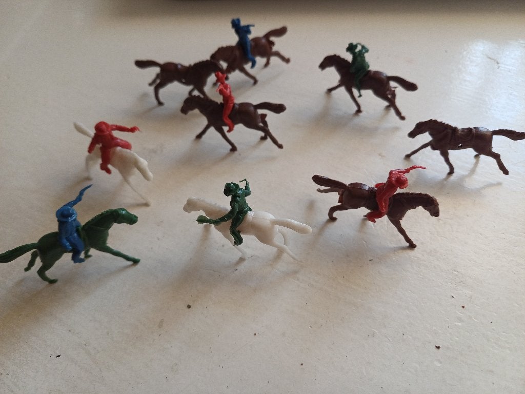 Vintage plastic cowboys op paarden, Verzamelen, Ophalen of Verzenden, Gebruikt