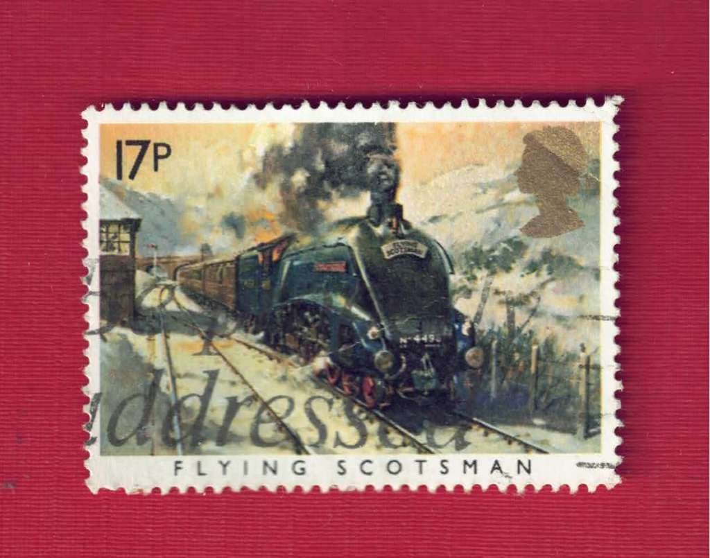 Treinen - Engeland - 17p 'Flying Scotsman'- gebr, Ophalen of Verzenden, Gestempeld, Treinen