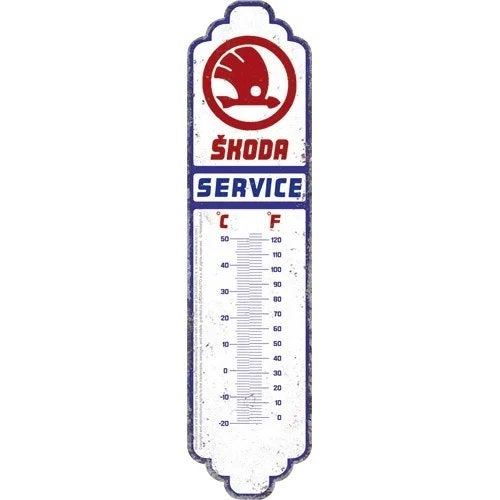 Skoda service reclame thermometer van metaal wanddeco, Ophalen of Verzenden, Nieuw, Auto's