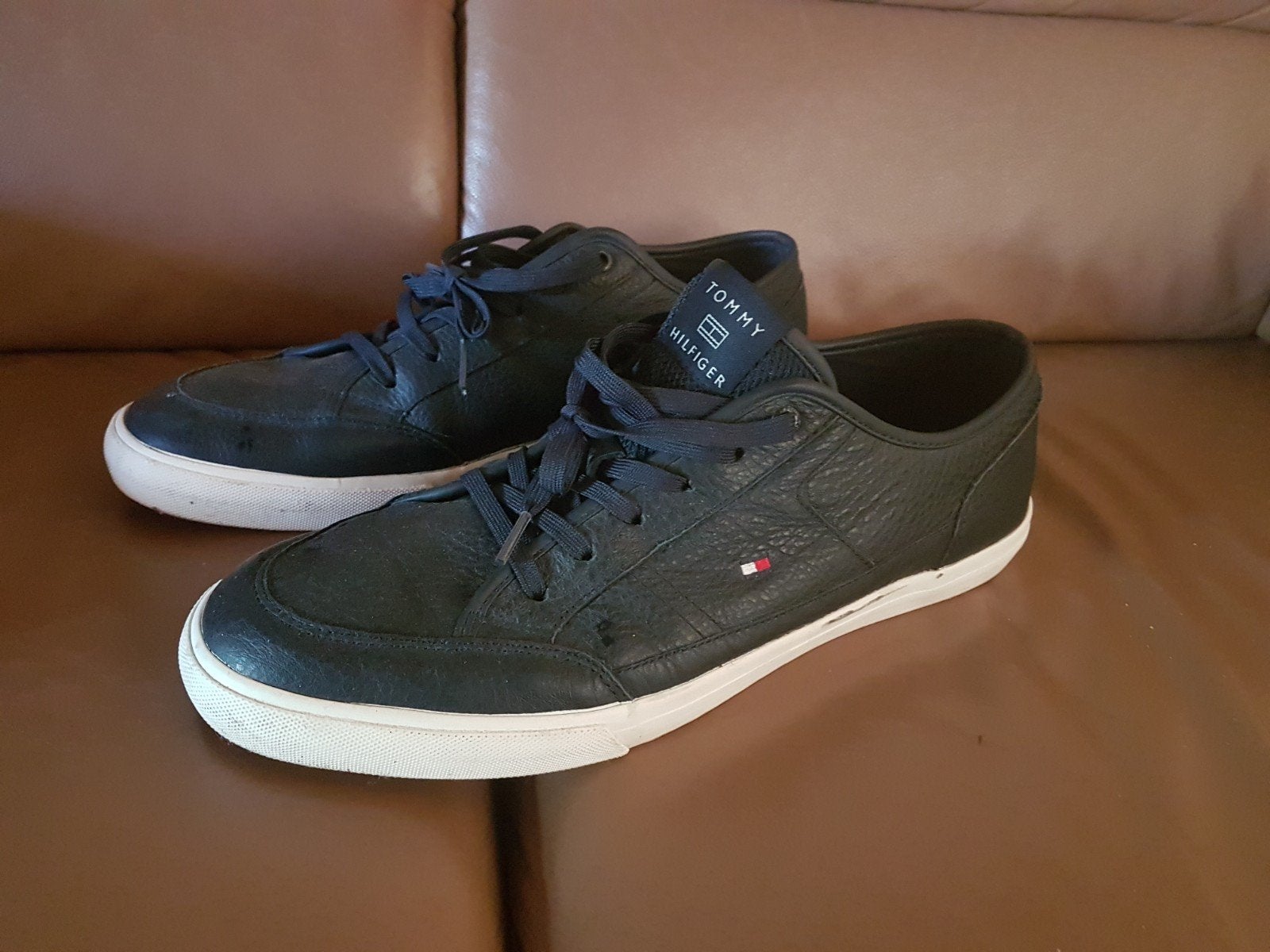 Tommy Hilfiger leren schoenen lederen sneakers leer maat 46, Blauw, Tommy Hilfiger, Ophalen of Verzenden, Zo goed als nieuw