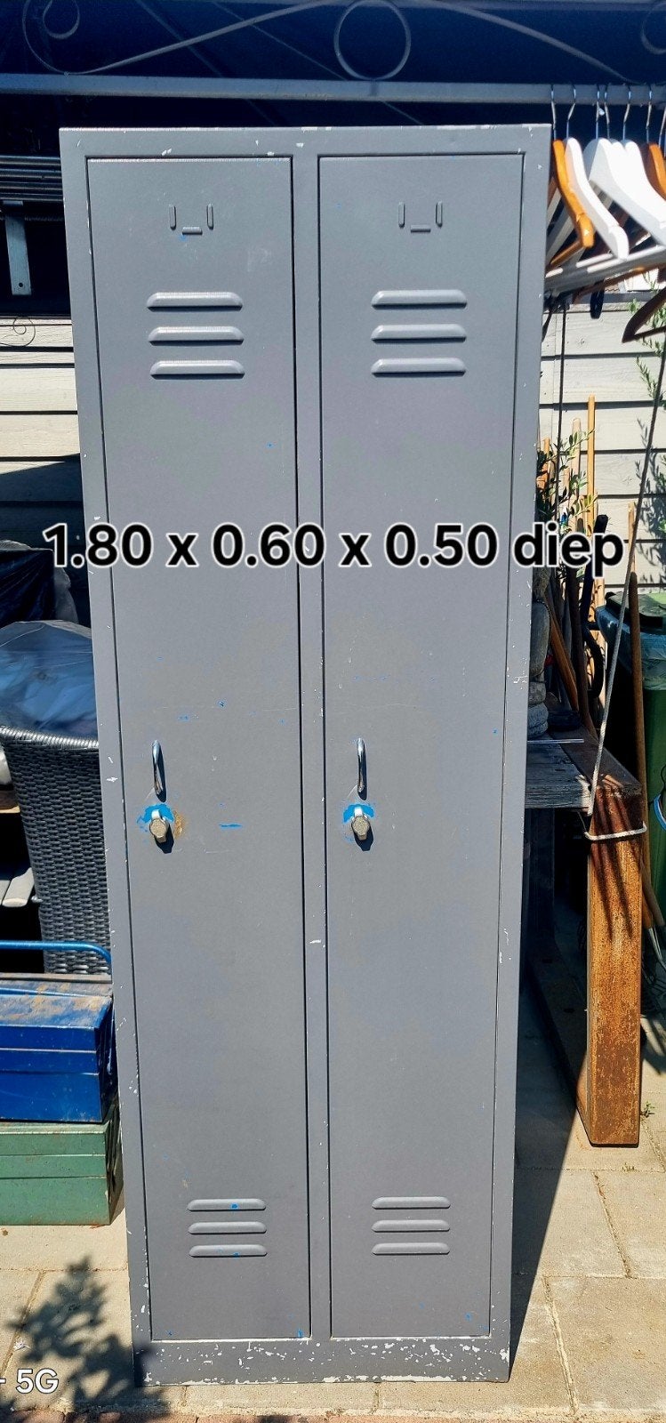 Metalen locker met 2 deuren - 1.80 x 0.60 x 0.50 diep, Ophalen, Gebruikt, Industrieel, Robuust
