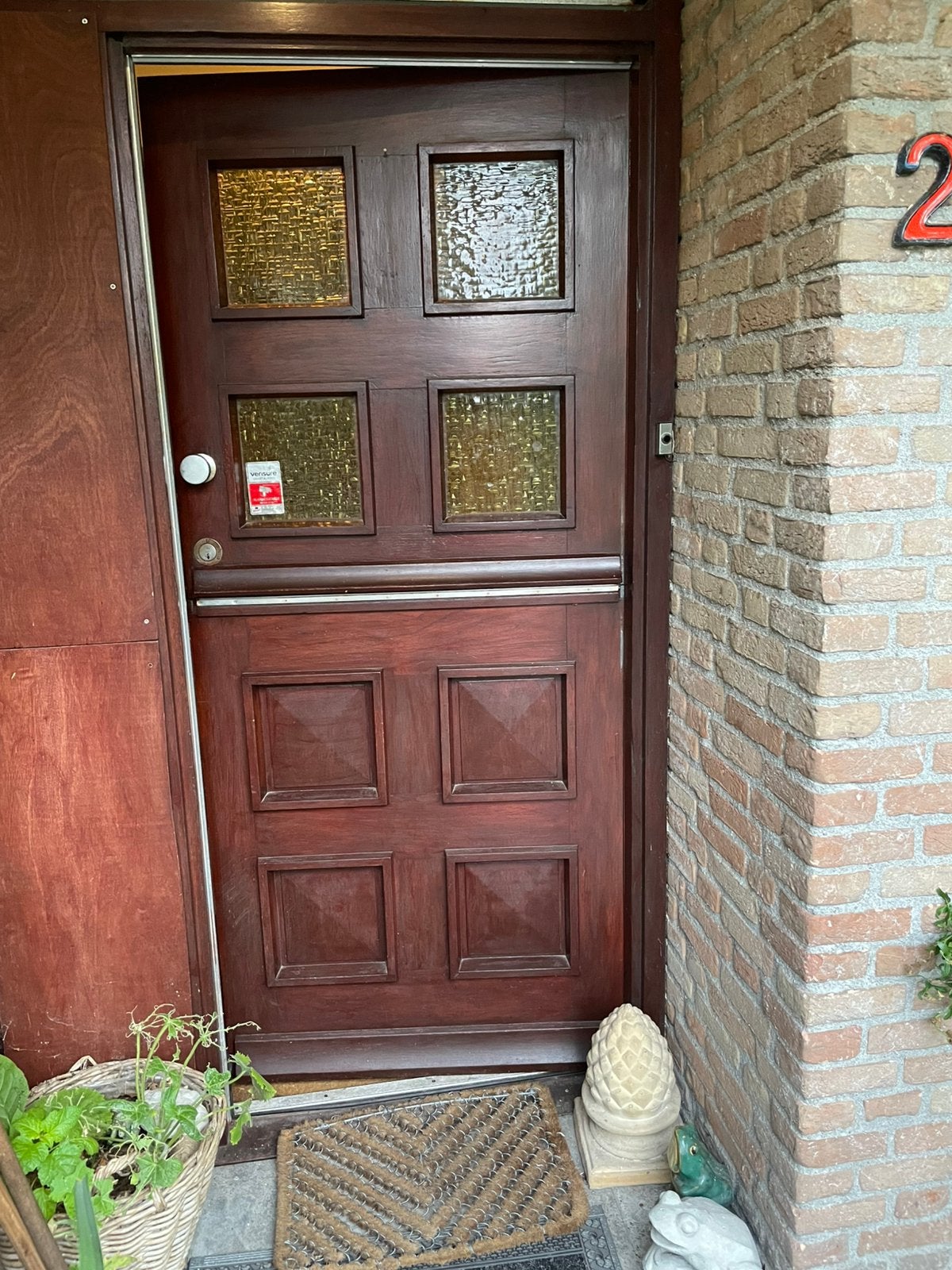 Degelijke hardhouten voordeur, Ophalen, Gebruikt, 80 tot 100 cm, Buitendeur