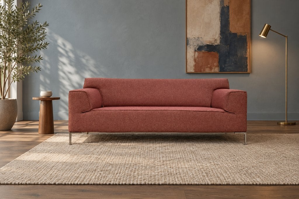 NIEUW Design on Stock Bloq 2,5-Zits Roze + GARANTIE, 75 tot 100 cm, Www.designplaats.nl, Rechte bank, Stof