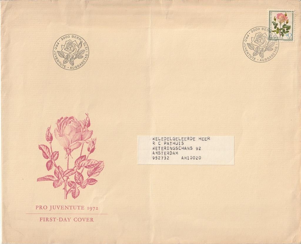 Grote FDC Pro Juventute 1972, Postzegels en Munten, Postzegels | Eerstedagenveloppen, Ophalen of Verzenden, Beschreven, Europa