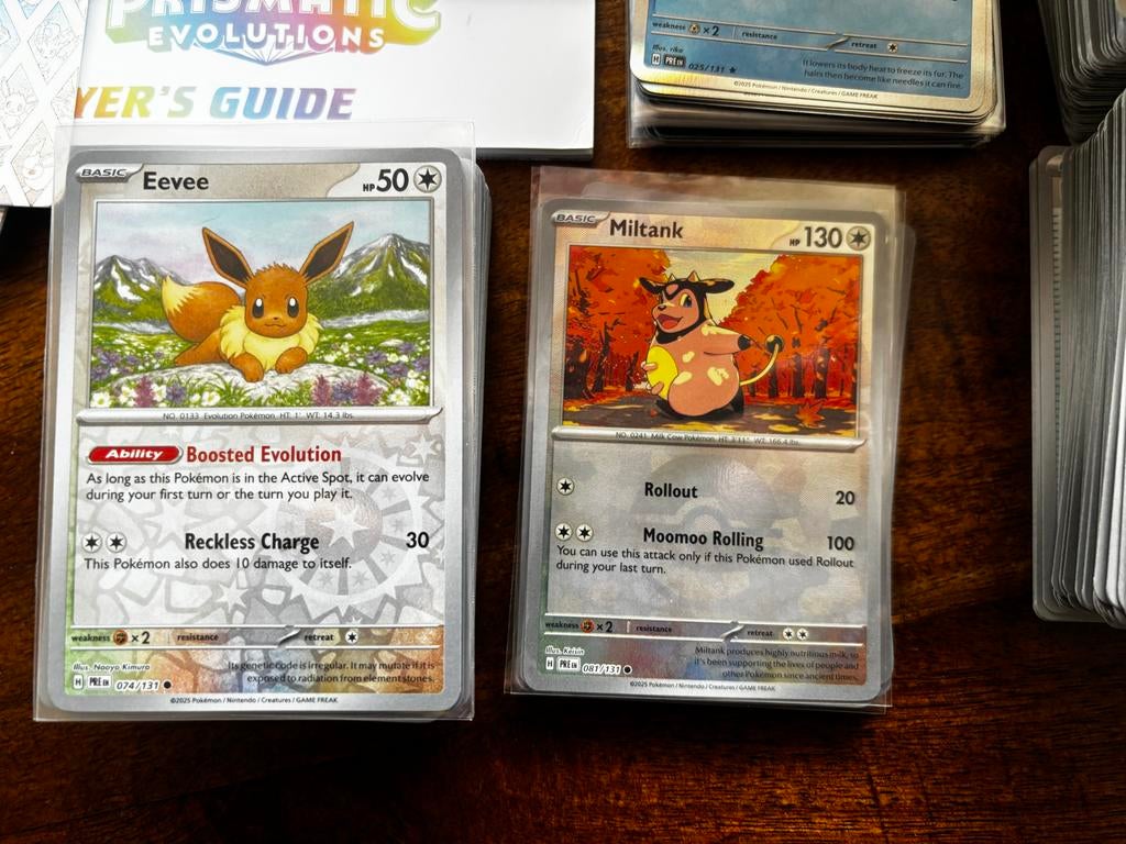 Prismatic Evolutions Pokémon Kaarten Collectie + ETB, Ophalen of Verzenden, Zo goed als nieuw, Meerdere kaarten, Foil