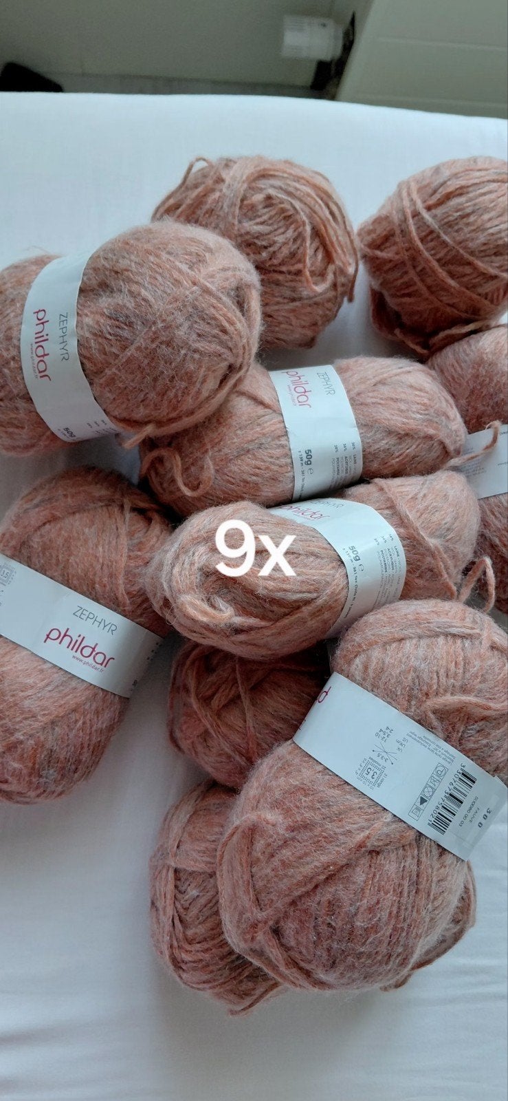 9 bollen Phildar Zephyr wol/garen - 50g per bol, Ophalen of Verzenden, Nieuw, Breien of Haken, Wol of Garen
