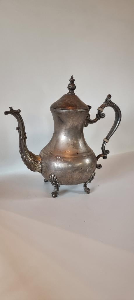 Mooie vintage verzilverde theepot, Ophalen of Verzenden, Zilver
