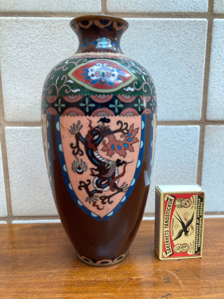 Antiek Chinees Japans vaasje met draken & bloemen decoraties, Ophalen of Verzenden