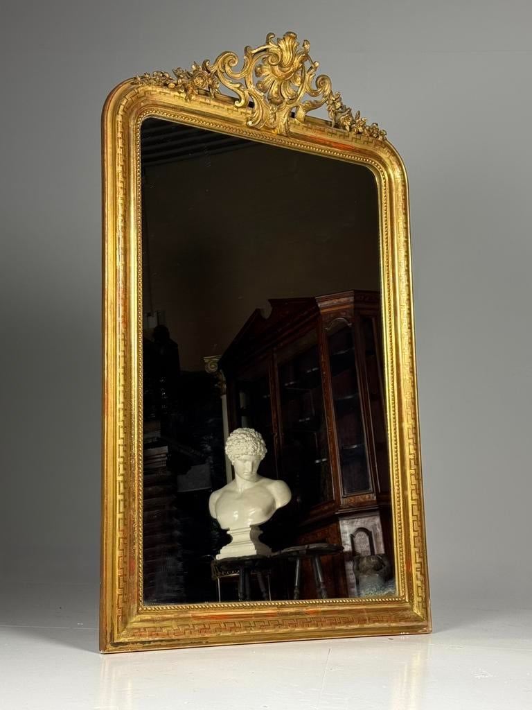 Louis Philippe Spiegel Frans antiek 19e eeuw, Antiek en Kunst, Antiek | Spiegels, Minder dan 50 cm, Rechthoekig, Ophalen