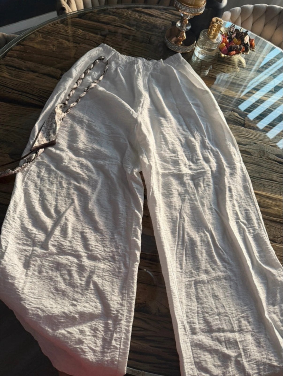 Prachtige luchtige broek one size, Maat 38/40 (M), Wit, Ophalen of Verzenden, Zo goed als nieuw