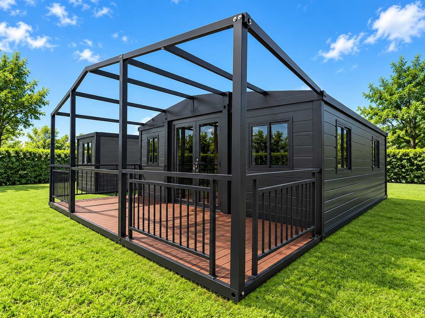 Rhino Houses 20ft balcony zwart Tiny house
