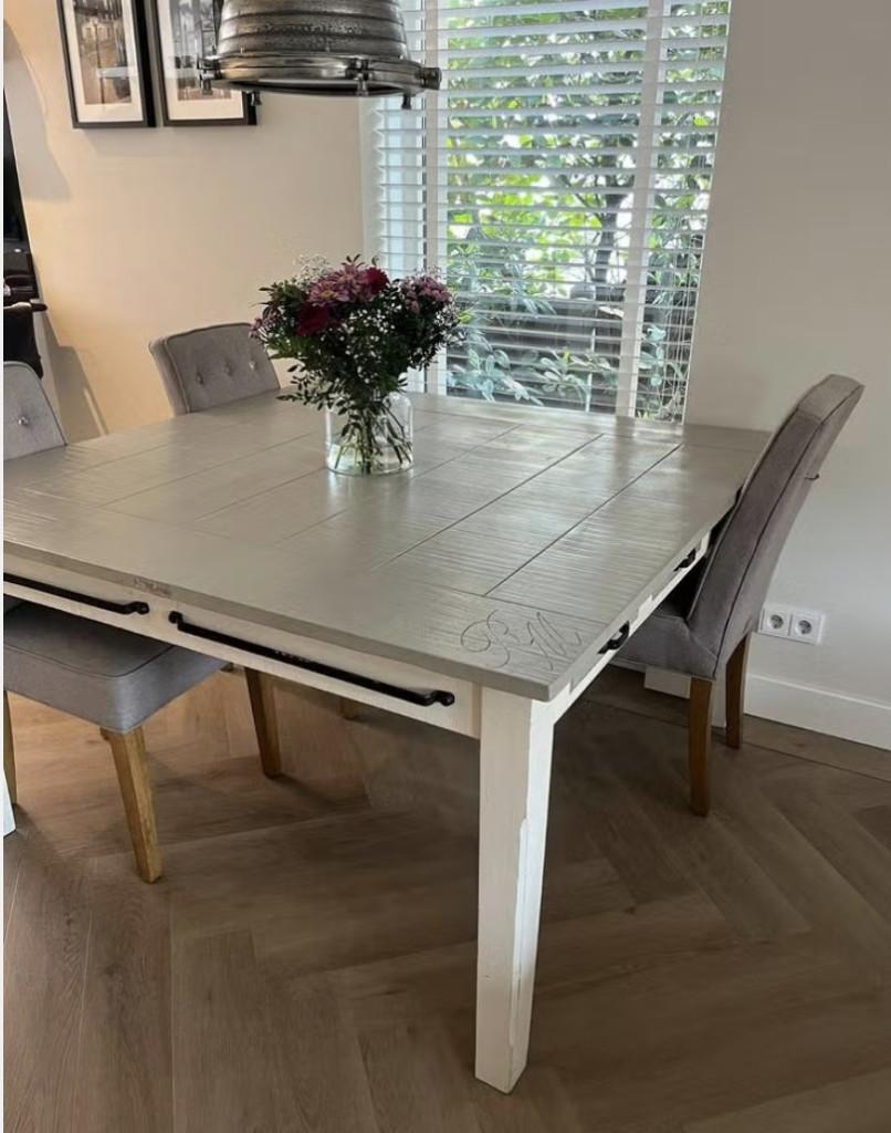 Rivièra Maison Vancouver Island eettafel met 4 stoelen, Ophalen, Gebruikt, Riviera maison landelijk, Vierkant