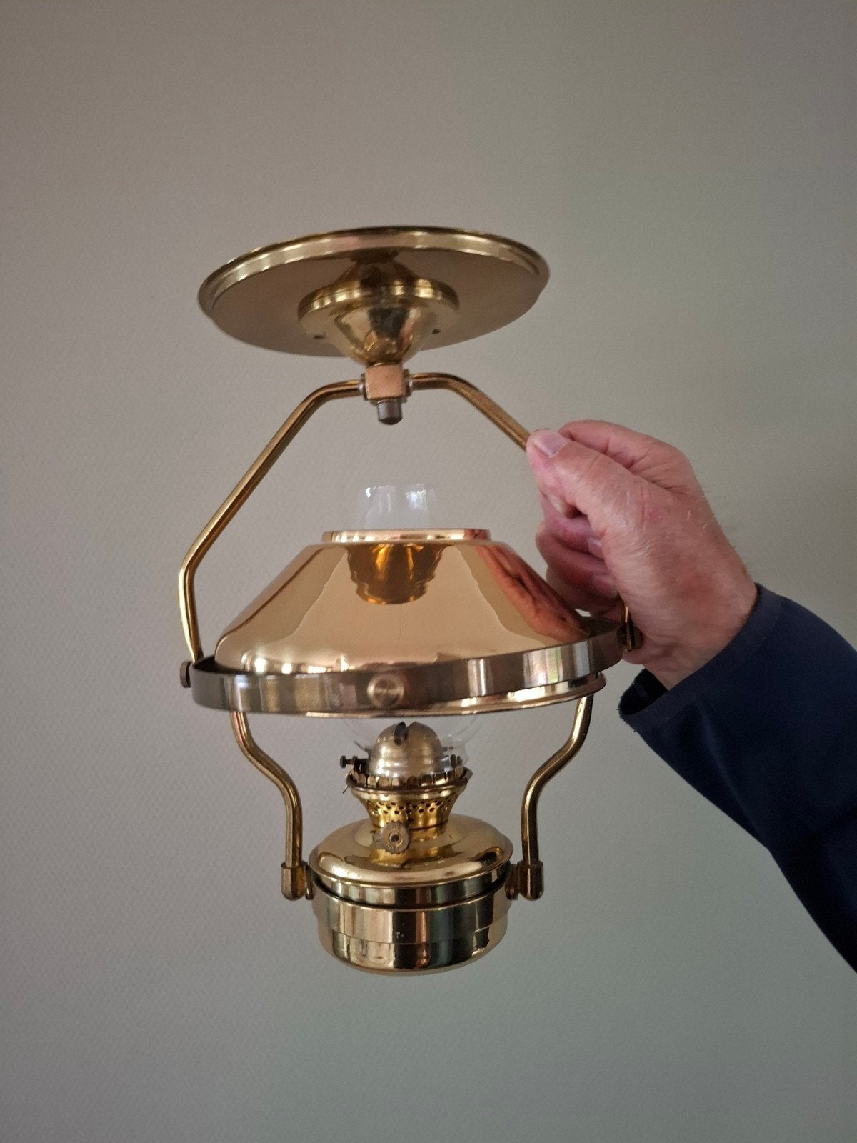 Koperen Plafond Hanglamp - Klassieke Scheepsverlichting, Ophalen of Verzenden, Gebruikt, Binnenverlichting