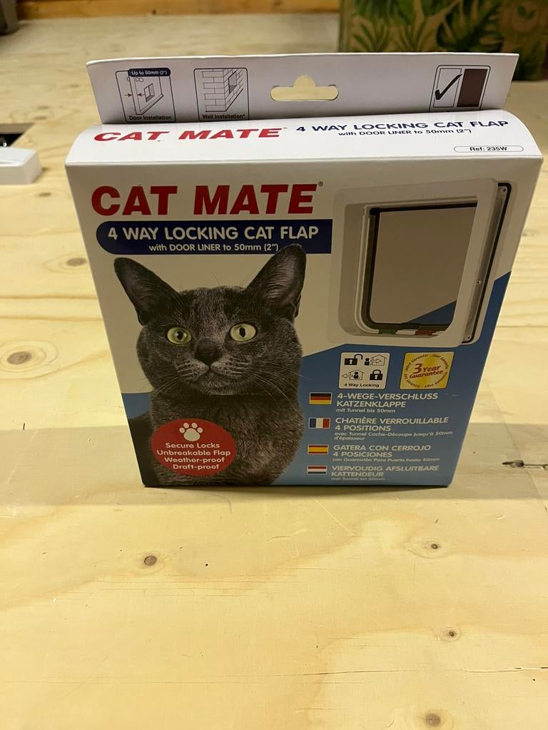 Cat Mate kattenluik 235W 4-wegsluiting wit nieuw, Ophalen of Verzenden, Nieuw