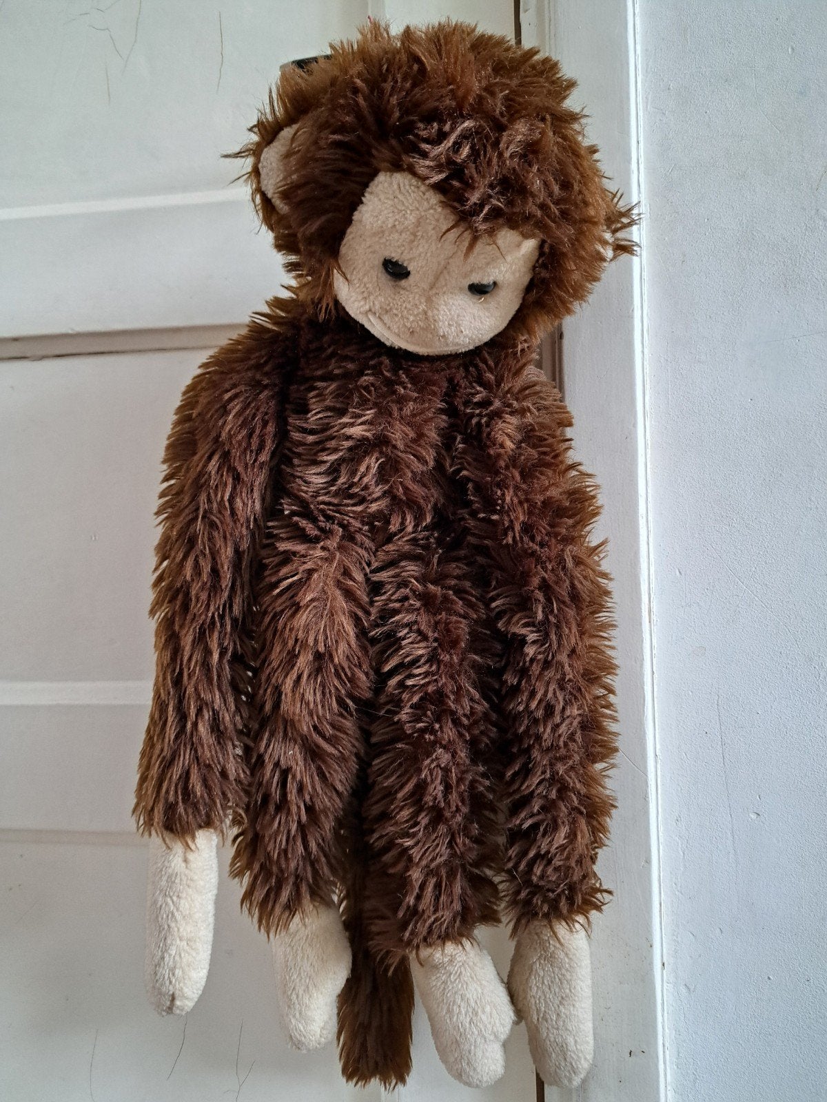 Vintage Shaggy Hangaap Knuffel – Jaren 70 / 80 – Slungelaap, Gebruikt, Overige typen, Ophalen of Verzenden, Middelgroot (20 tot 80 cm)