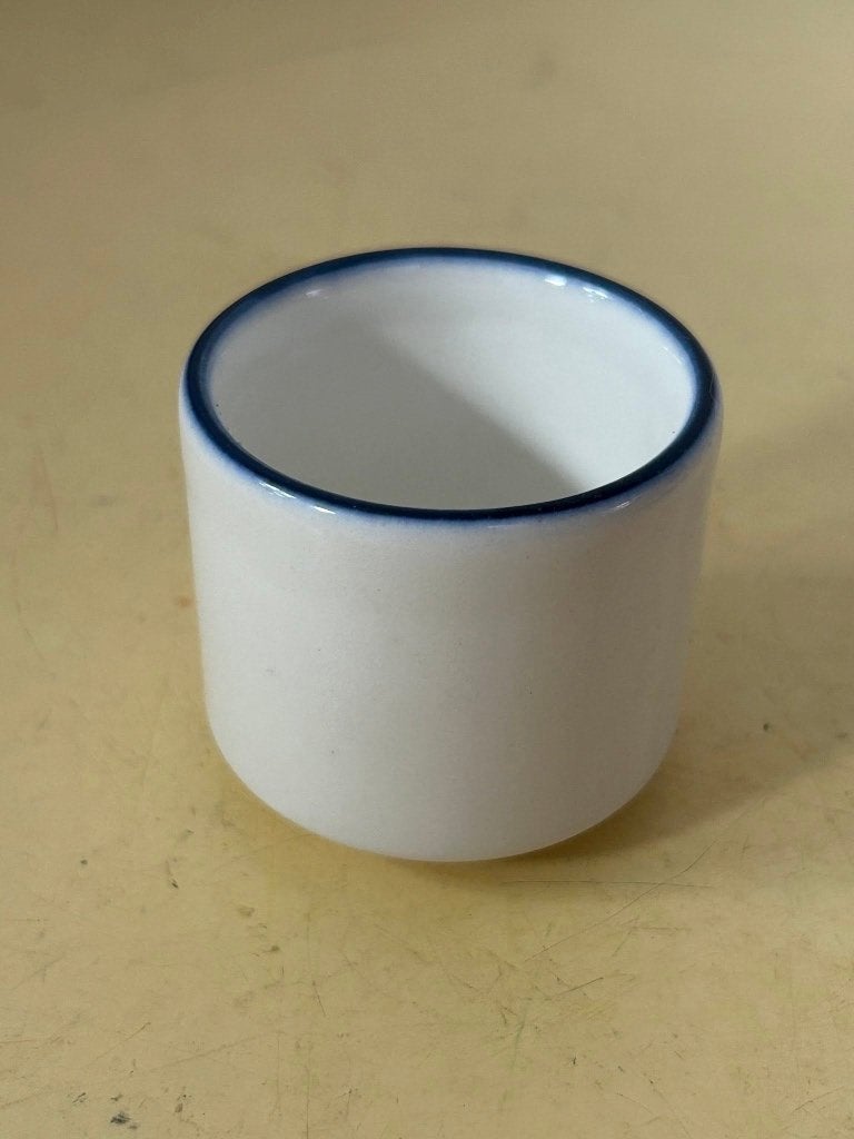 Vintage keramiek dopje of schaaltje wit blauwe rand, Antiek en Kunst, Ophalen of Verzenden