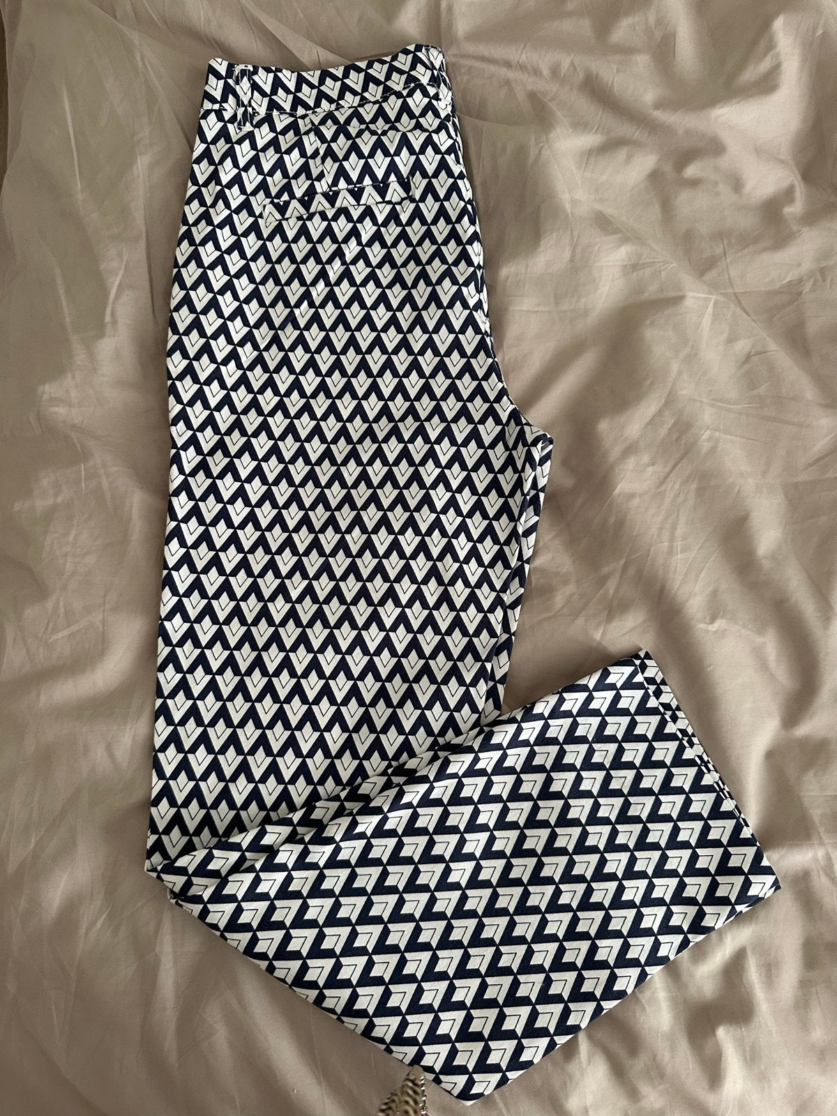 Cindy-h Paris blauw /wit Enkelbroek maar M, Maat 38/40 (M), Blauw, Ophalen of Verzenden, Zo goed als nieuw