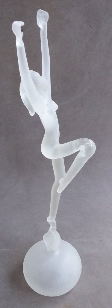 20 ste eeuw GROOT 32 cm. Glazen Beeld Naakt Vrouw Danseres, Ophalen of Verzenden