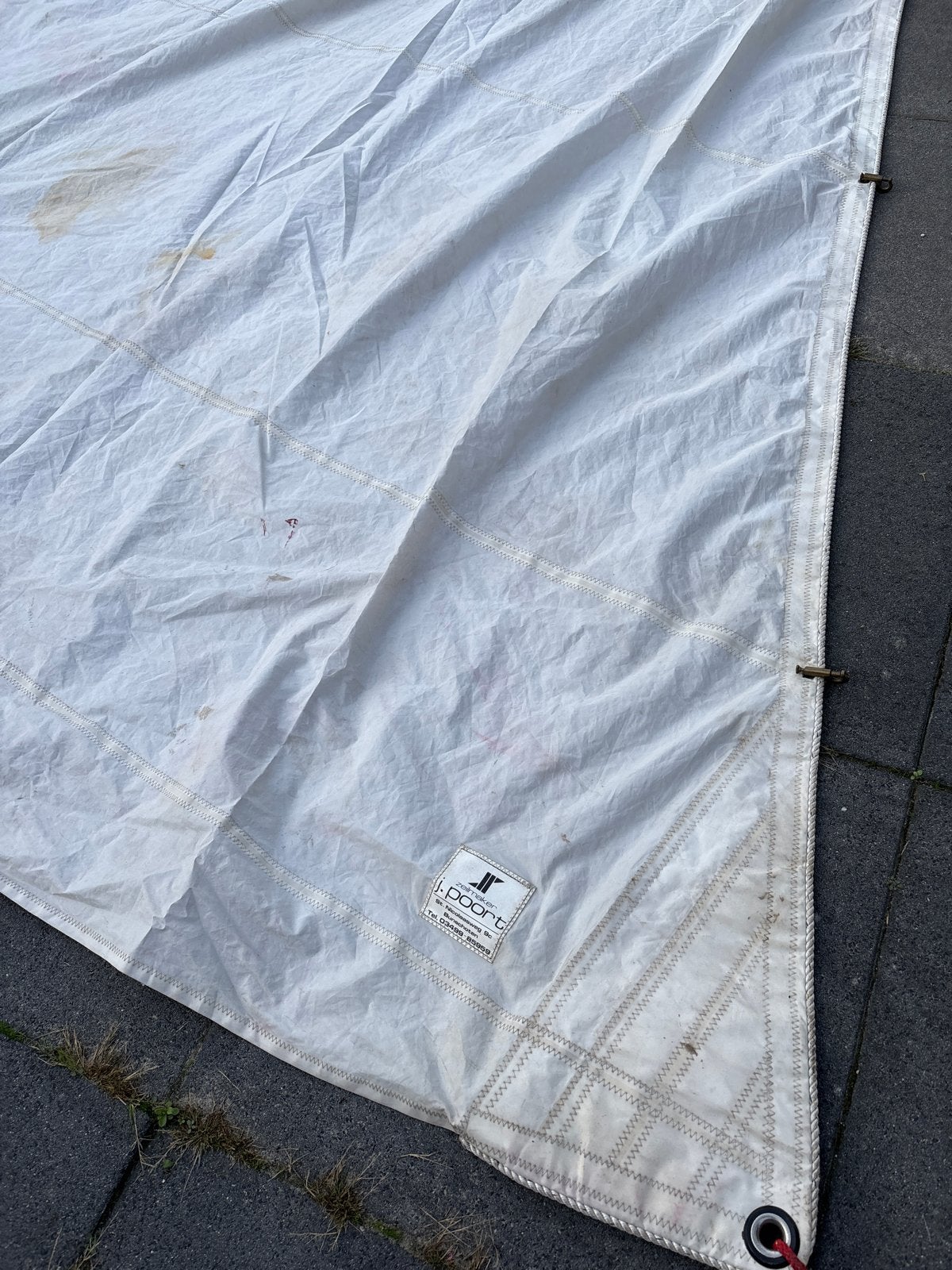 Fok met koperen leuvers - J. Poort Zeilmaker, Watersport en Boten, Ophalen of Verzenden, Gebruikt
