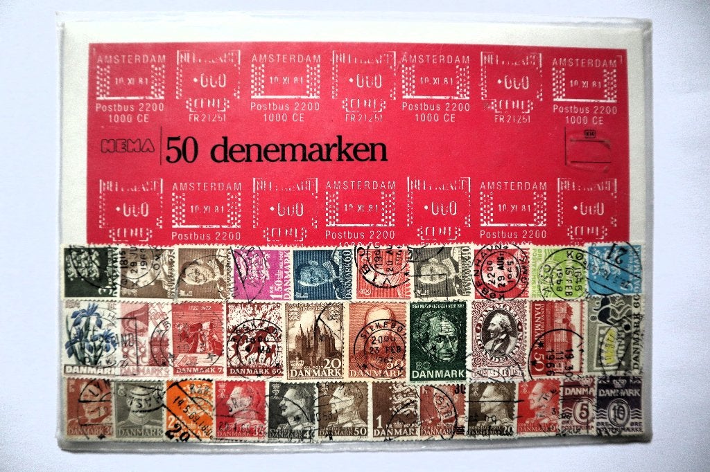 50 postzegels Denemarken, Ophalen, Overige landen, Gestempeld