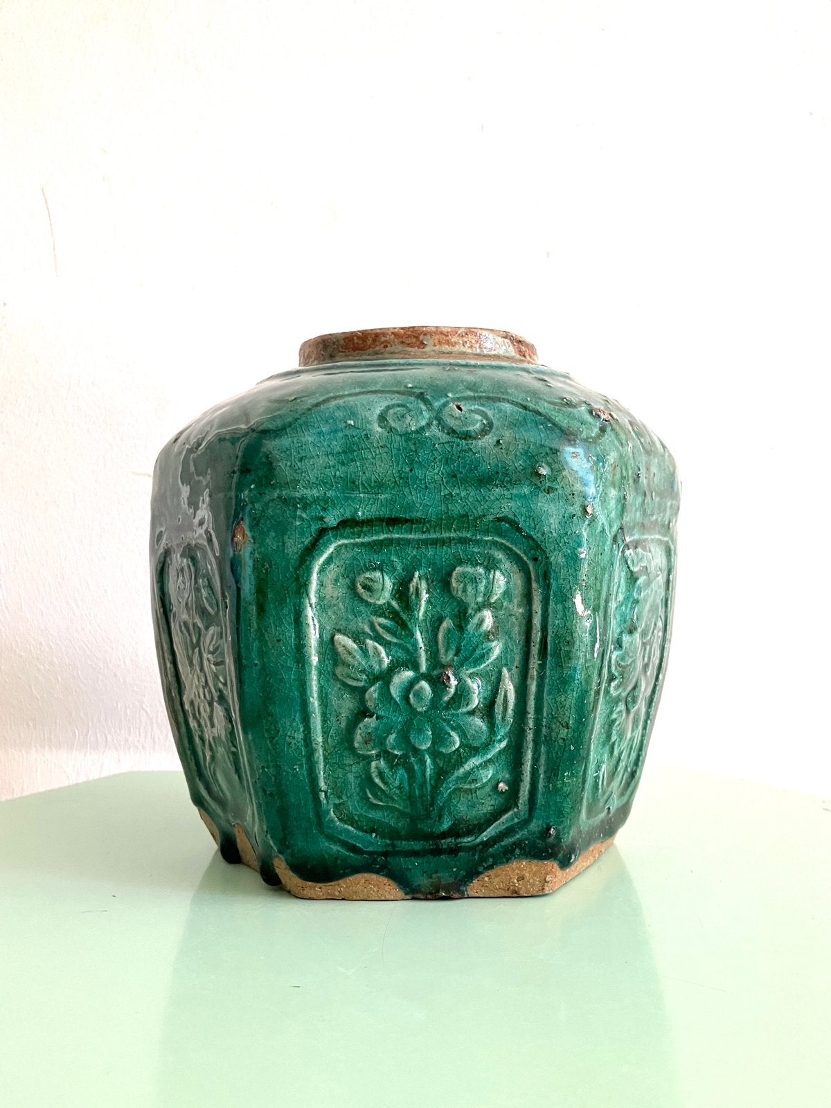 XL Grote antiek vintage gemberpot groen keramiek vaas pot, Antiek en Kunst, Antiek | Keramiek en Aardewerk, Ophalen