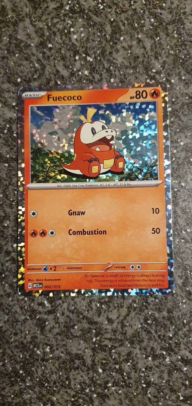 Fuecoco 002/015 McDonald's Match & Battle Holo Pokémon Kaart, Ophalen of Verzenden, Zo goed als nieuw, Losse kaart, Foil