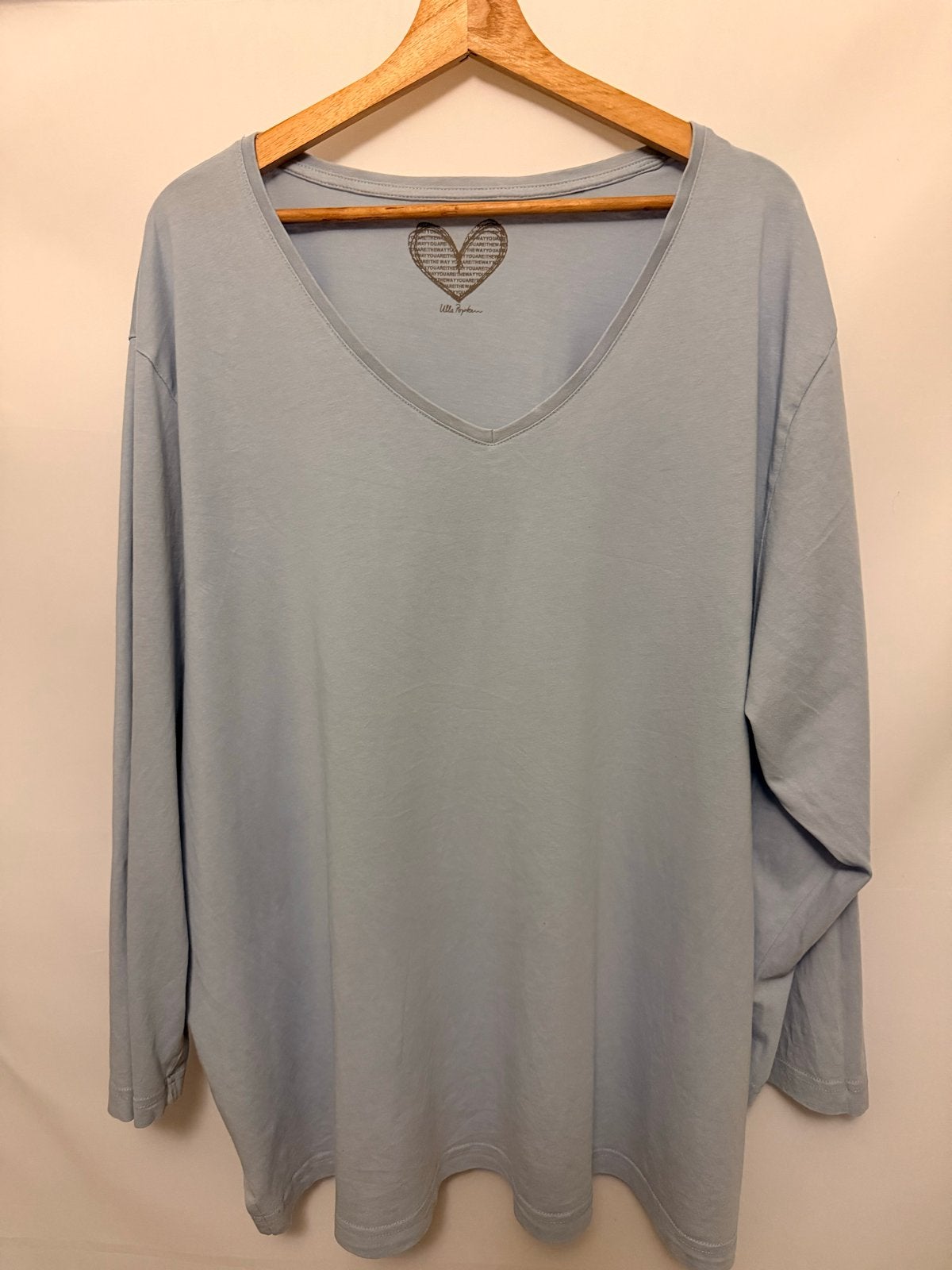 Ulla Popken Lichtblauwe Longsleeve V-hals Maat 46/48 (XL), Kleding | Dames, Maat 46/48 (XL) of groter, Onbekend, Zo goed als nieuw