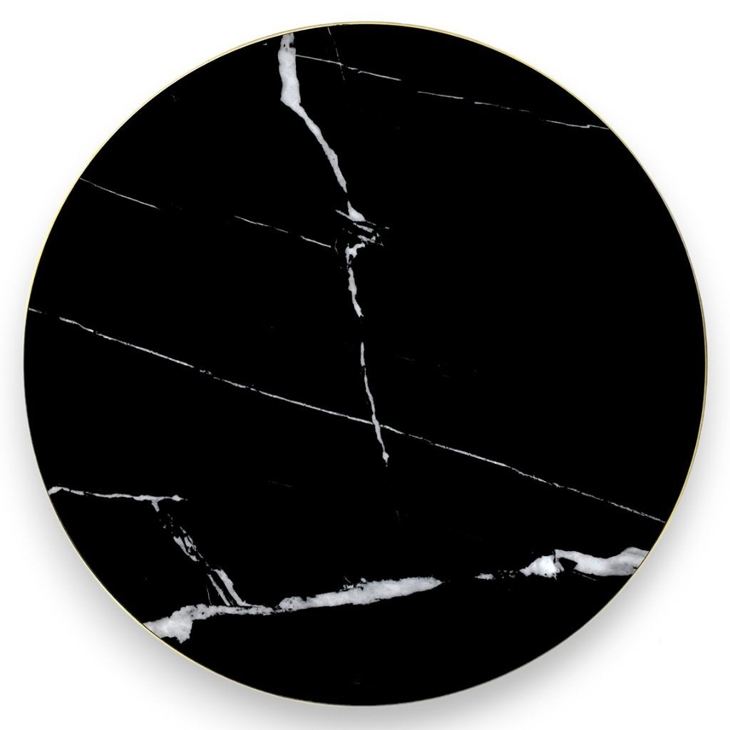 Tafelblad zwart marmerlook met gouden sierring rond 60 cm, Ophalen of Verzenden, Nieuw