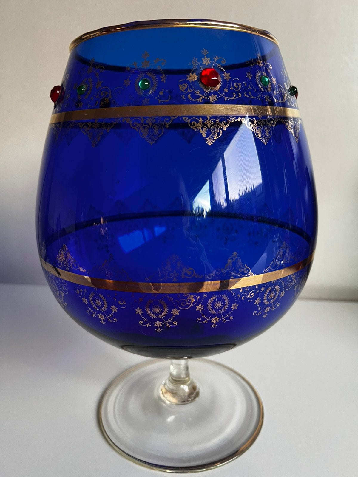 Vintage XXL Empoli Italy Vaas Kelk Kobaltblauw Goud 60’s, Ophalen of Verzenden