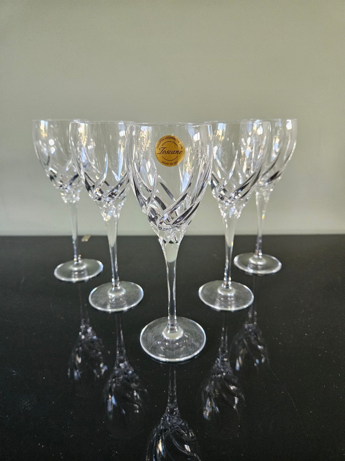 Set van 5 Toscane kristallen wijnglazen, portglazen, Verzamelen, Glas en Borrelglaasjes, Ophalen of Verzenden, Zo goed als nieuw