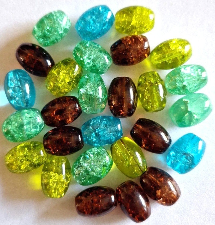 Ovalen cracklé glas kralen 12 mm, Verzenden, Nieuw, Kraal