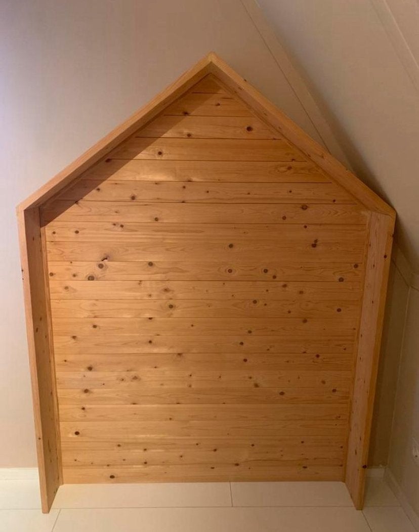 Bed huisje van hout voor ombouw bed/ledikant, Ophalen, Eenpersoons, Zo goed als nieuw, Overige maten