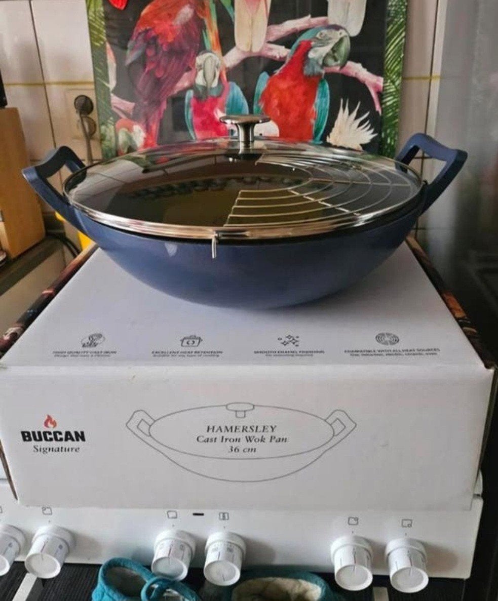 Buccan Hamersley Gietijzeren Wokpan 36 cm - Nieuw, Huis en Inrichting, Keuken | Potten en Pannen, Gietijzer, Ophalen of Verzenden