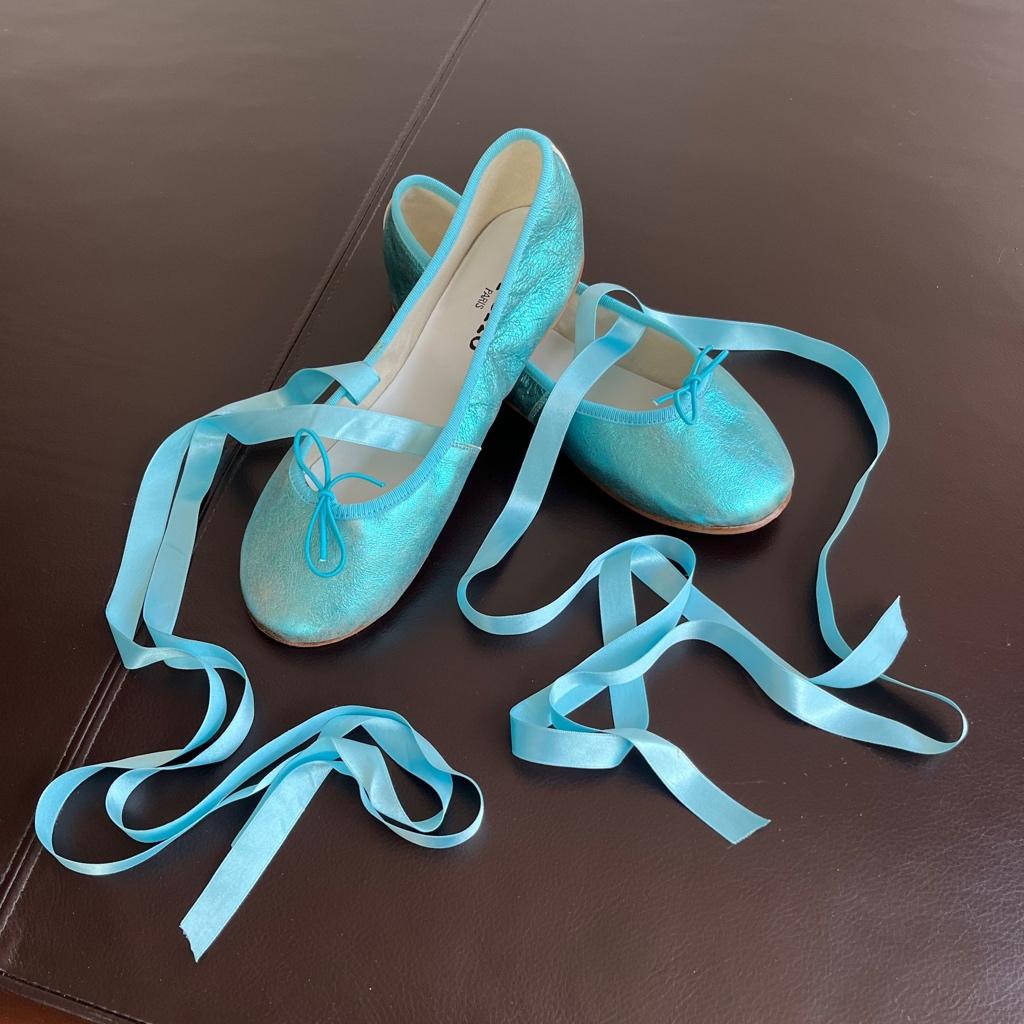Repetto ballerina's van metallic lichtblauw leer MT 39, Blauw, Nieuw, Repetto, Ballerina's