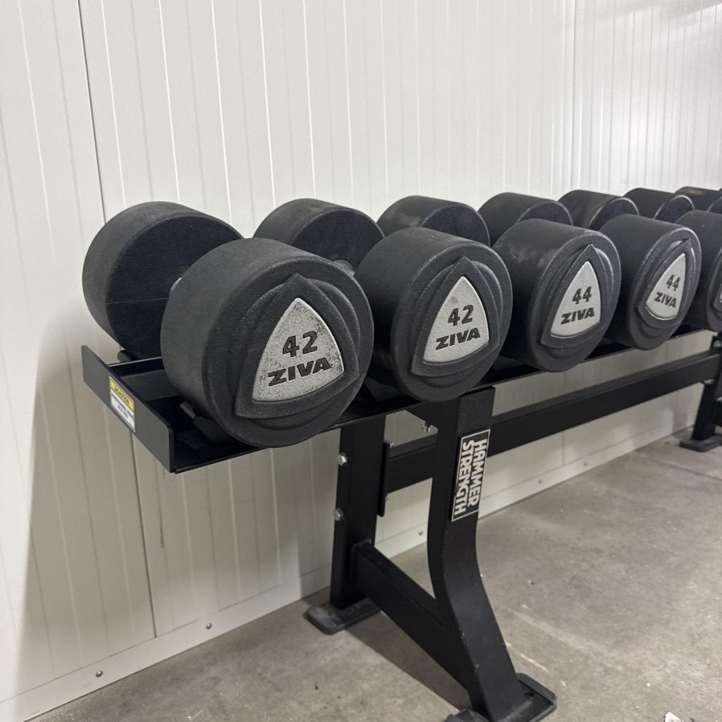 Hammer Strength Dumbellrek + Ziva Dumbells 42 t/m 50 kg, Dumbbell, Gebruikt, -, -