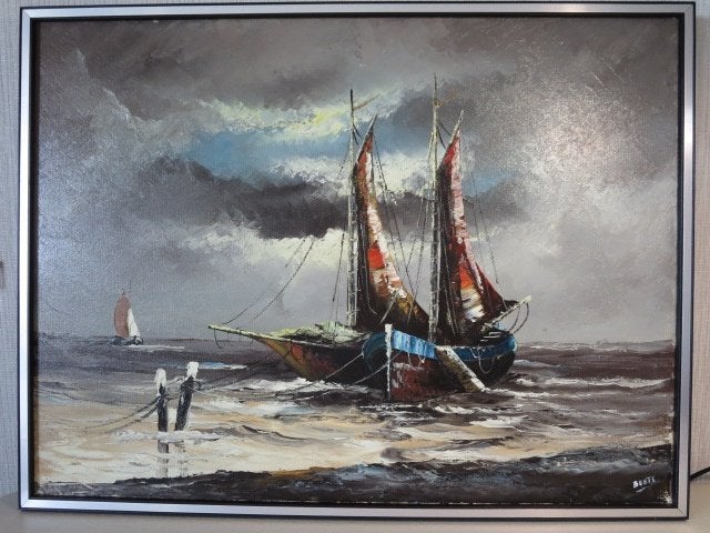 Schilderij - Beets, Ophalen, Maritiem / water, Doek, Realistisch