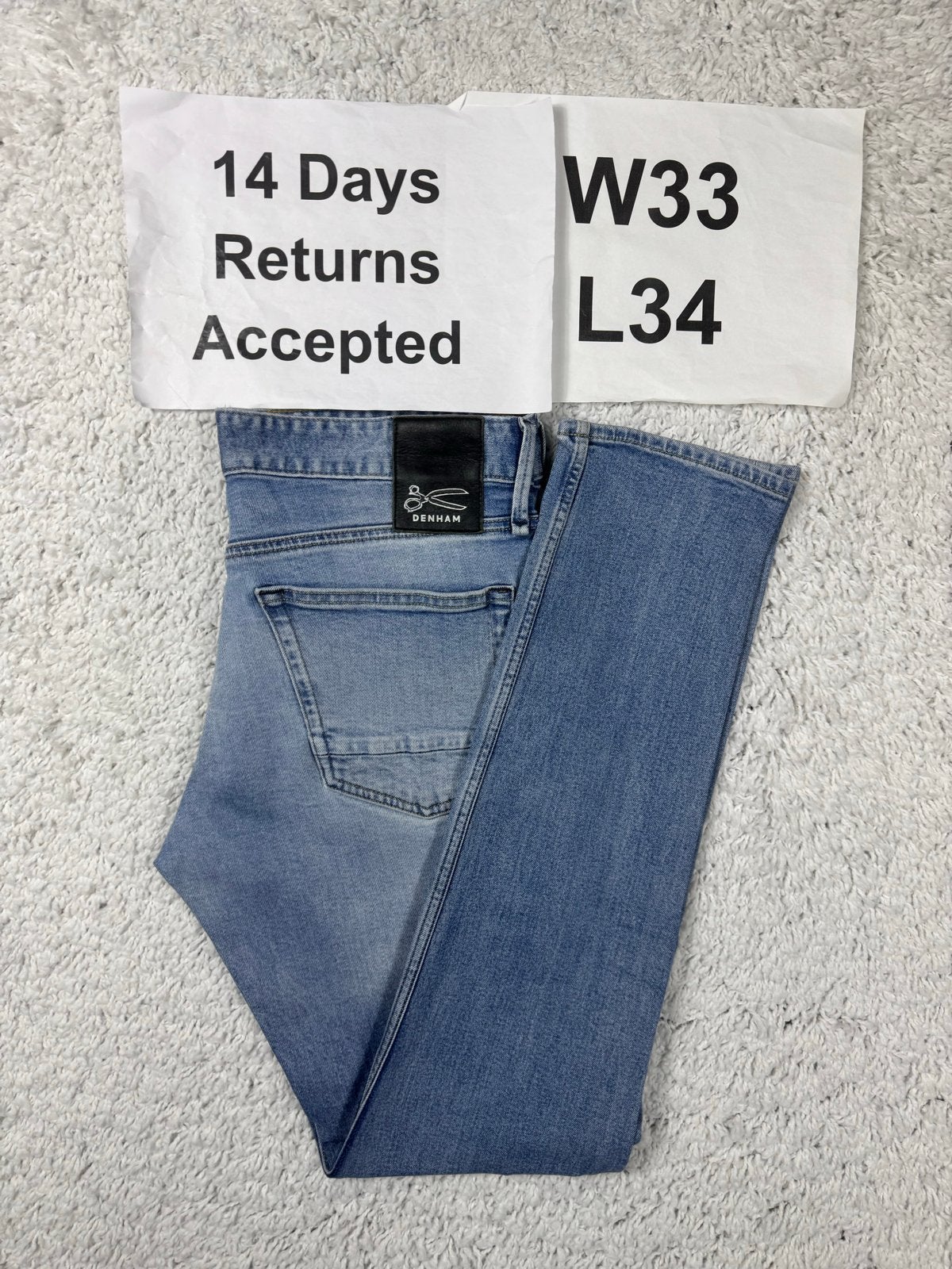 Denham Razor Slim Fit Jeans - Lichtblauw W33 L34 3735, Blauw, Ophalen of Verzenden, H, H