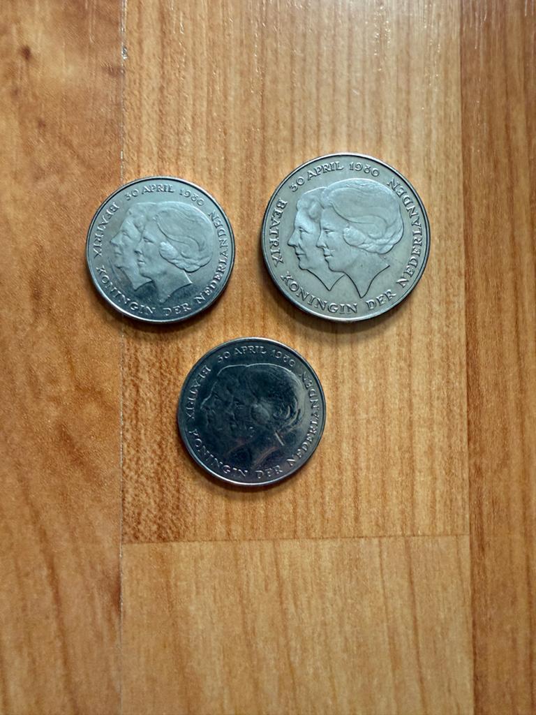 Set van 3 Nederlandse guldens, Ophalen of Verzenden, Koningin Beatrix, Overige waardes, Setje