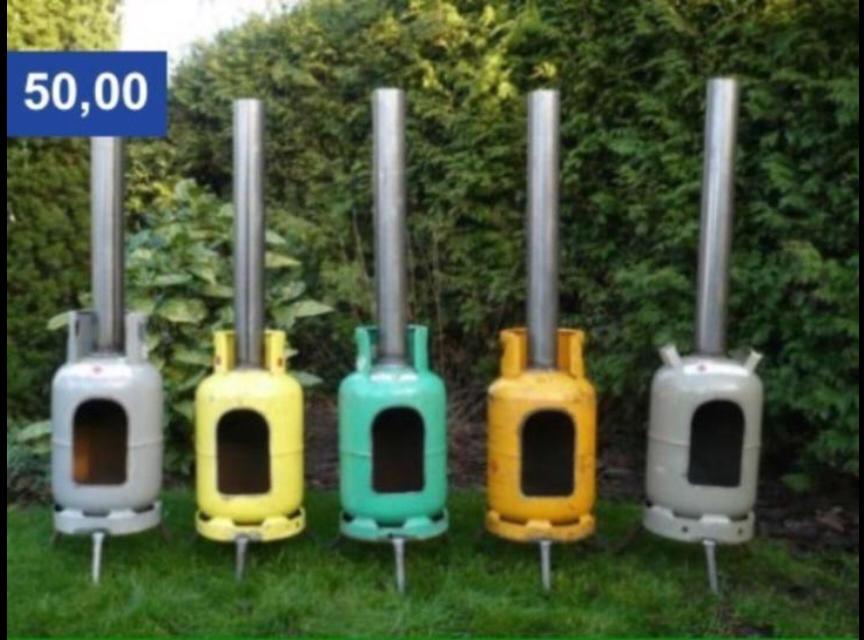 Gasfleskachel terraskachel houtkachel buitenkachel vuurkorf, Ophalen, Nieuw