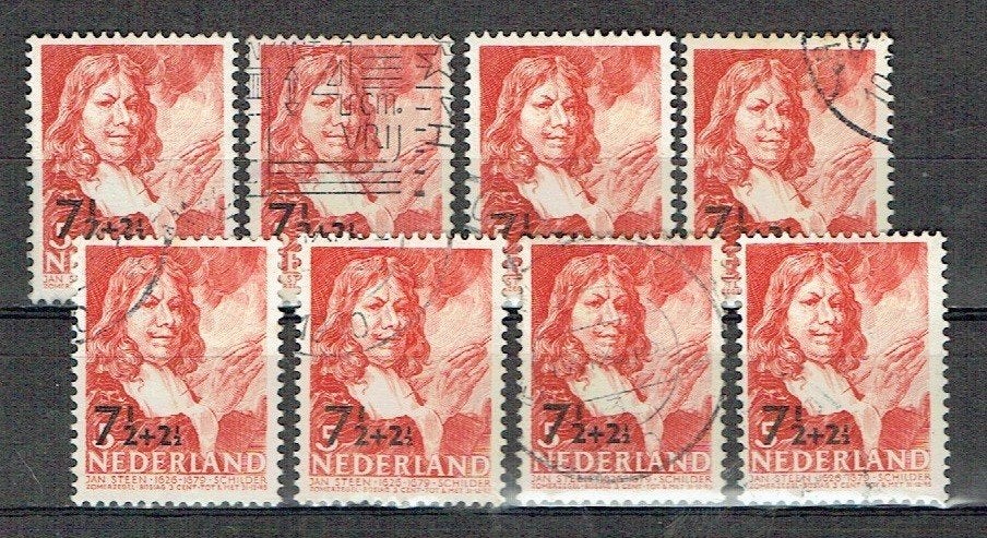 Nederland 1940 nrs. 354 Jan Steen Schilder 8X, Verzenden, Gestempeld, Overige thema's